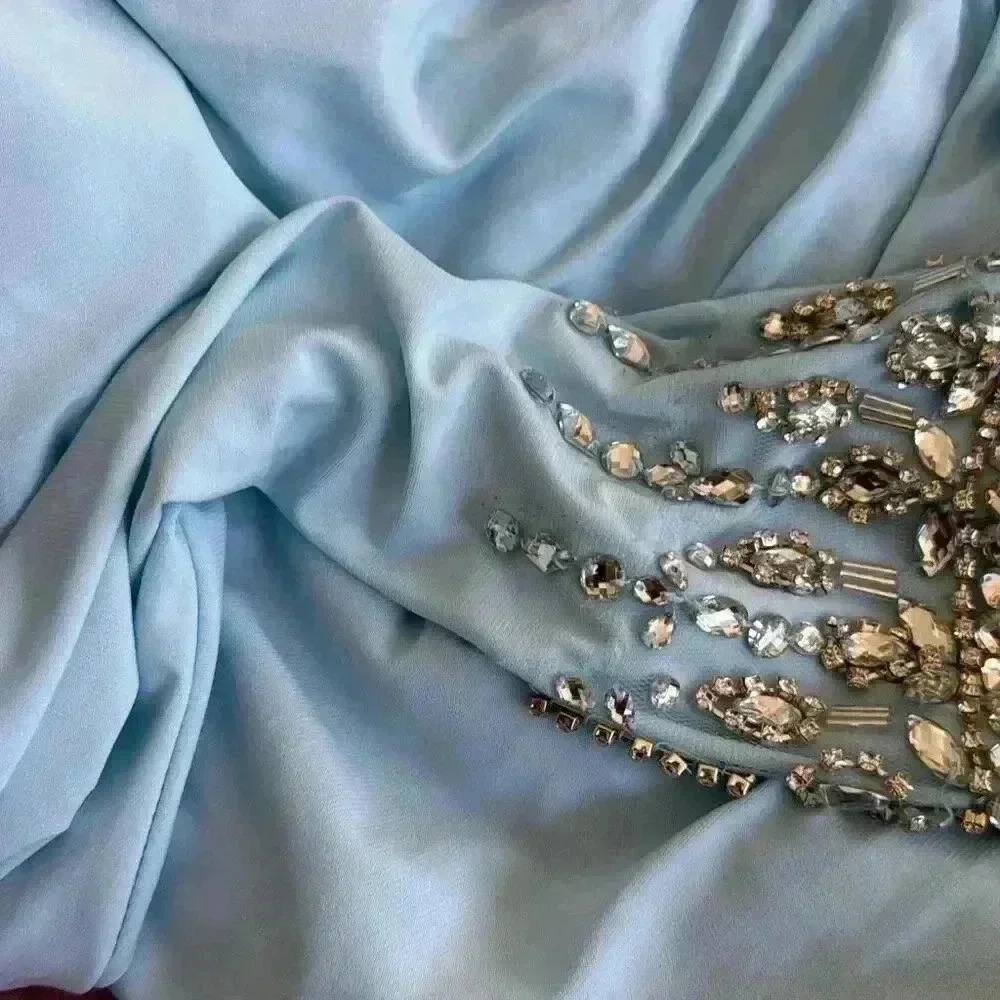 New NWT Mac Duggal 26485 Foldover Long Sleeve Jeweled Midi Dress ($498) Sz 10 - Picture 6 of 8